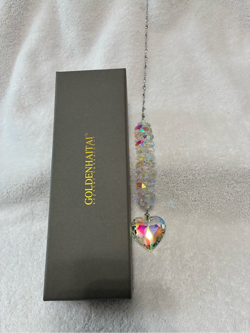 Goldenhaitai Iridescent Crystal Heart Pendant Necklace - Multicolor
